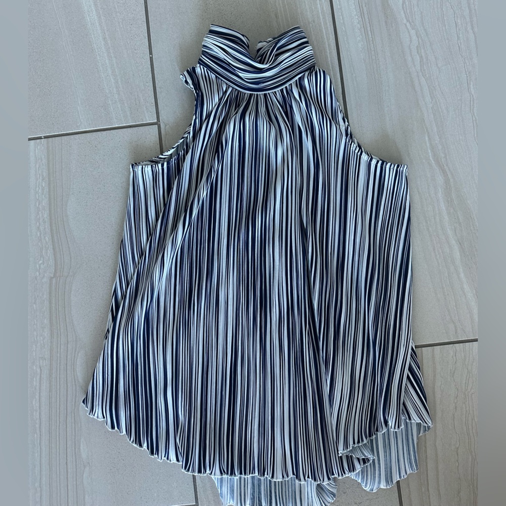 Joseph Navy and White Striped Top